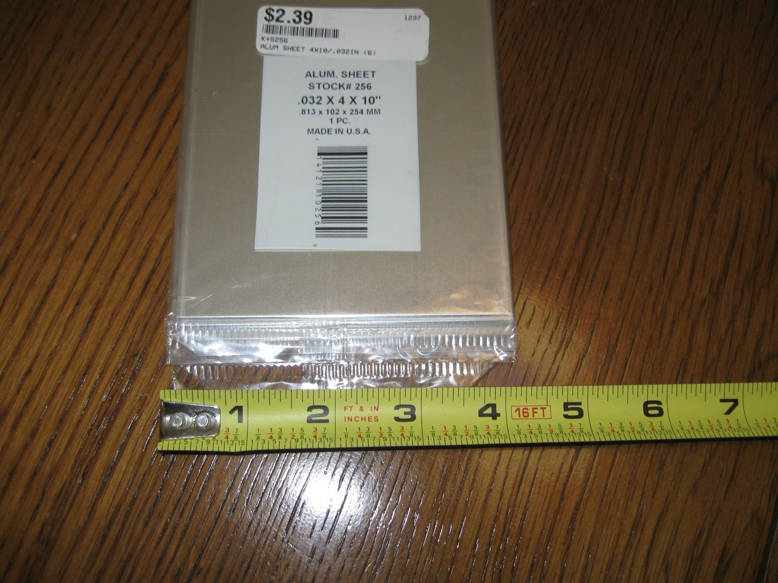 K&S Aluminum Sheet Stock #256 0.032″ x 4″ wide x 10″ long – Lot of 4 sheets