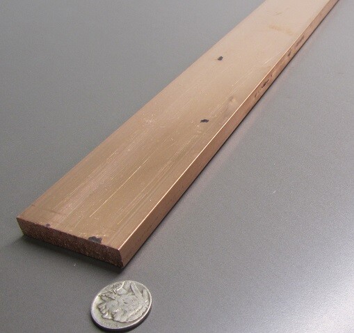 110 Copper Bar,1/8 (H00) to 1/4 Hard (H01).375″ Thick x 2.0″ Wide x 24.0″ Length