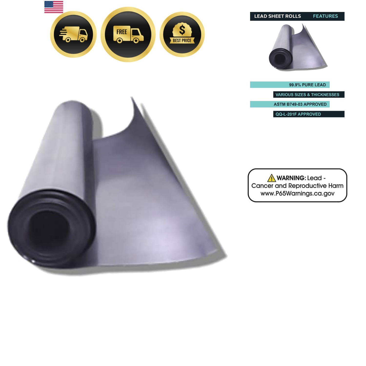 KRT Distributions Lead Sheeting, Sheet Lead Rolls 1/16″ x 12″ x 12″