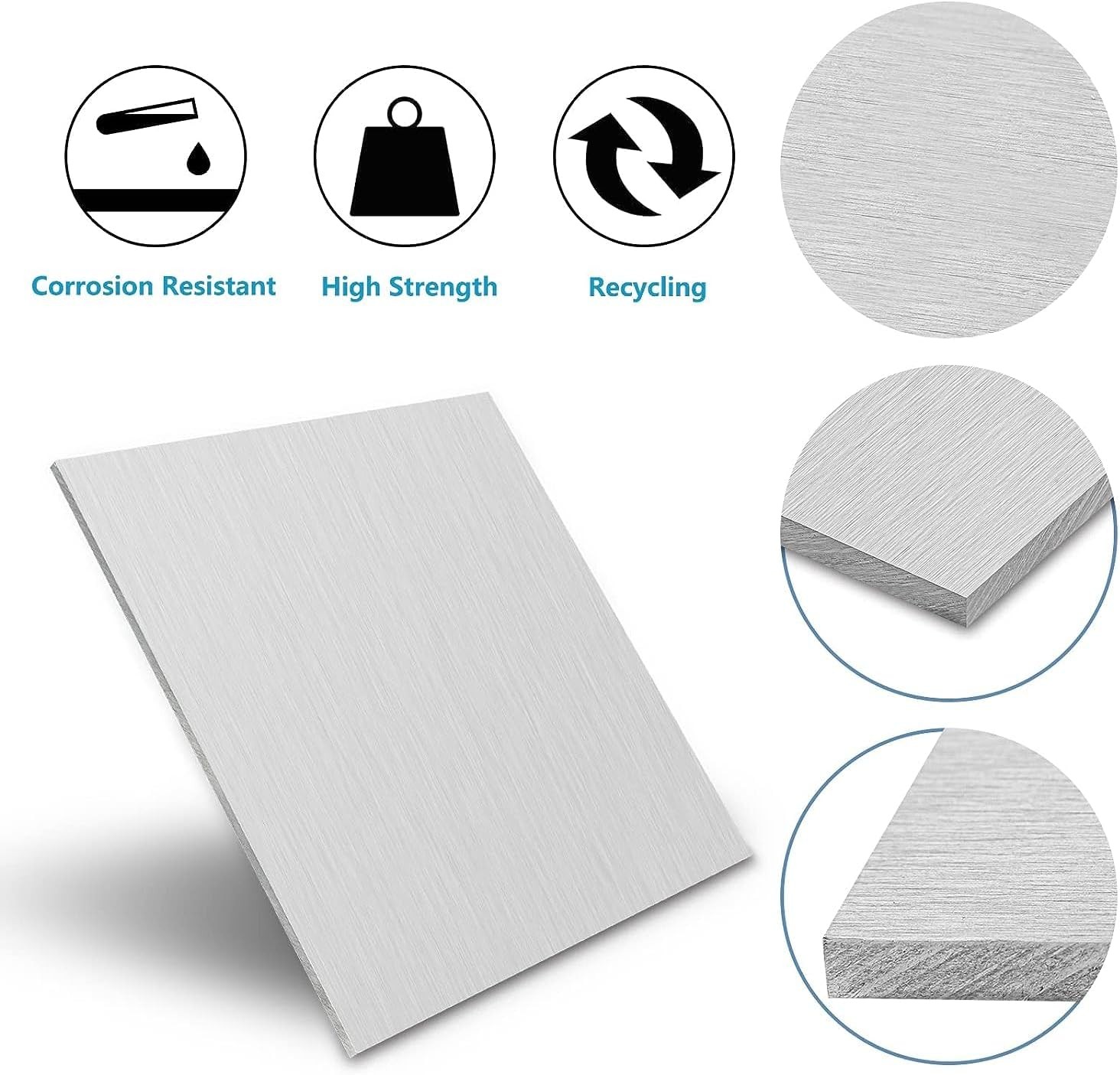 6061 Aluminum Sheet Plate, 8″ x 16″ x 1/4″ Thickness Heavy Duty Aluminum Sheets