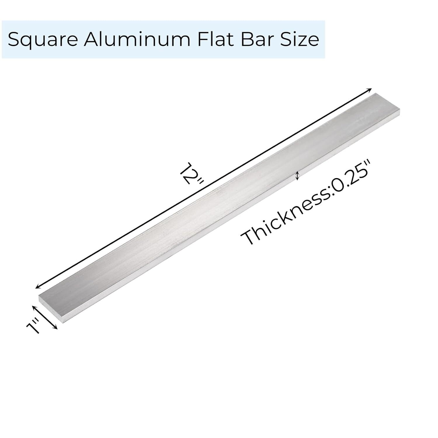 8 Pieces Square Aluminum Flat Bar, 1/4″ (6mm) x 1″ (25 mm) Aluminum Flat Plat…