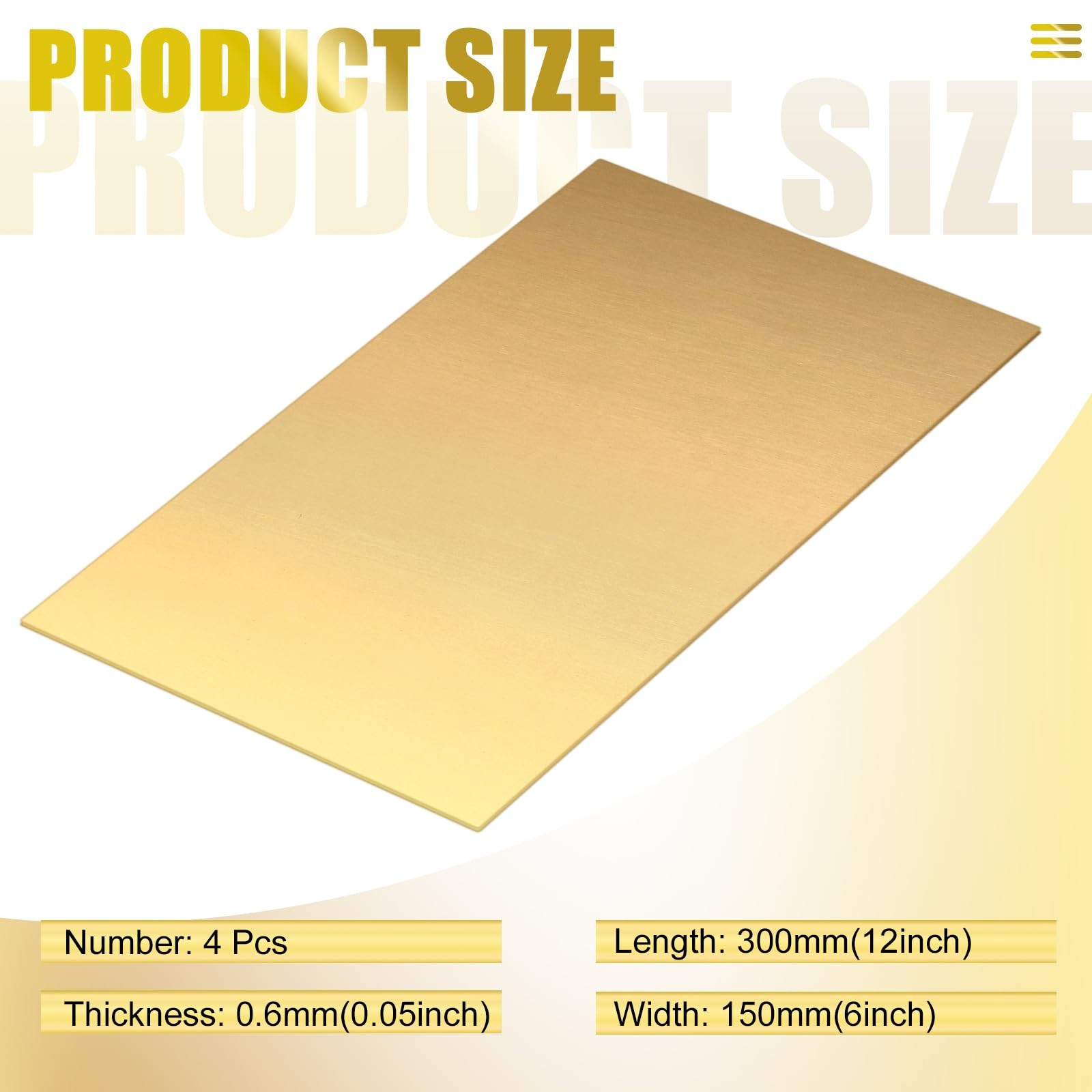 Yaocom 4 Pieces Brass Sheet 6″ x 12″ x 0.025″, 22 Gauge(0.6mm) Thickness Bras…
