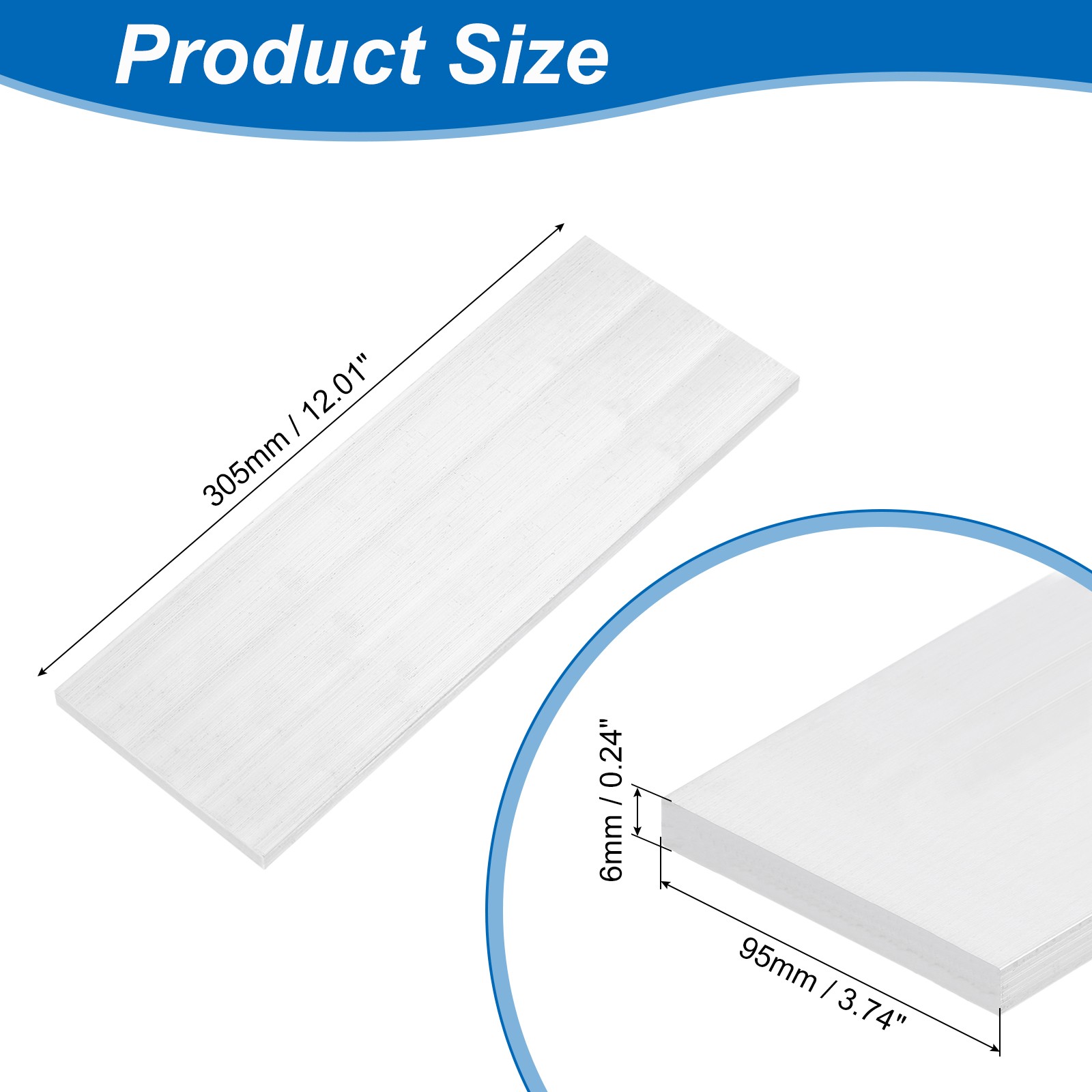 Square 6063 Aluminum Flat Bar, 1/4″ Thickness 3-3/4″ Width 12″ Length