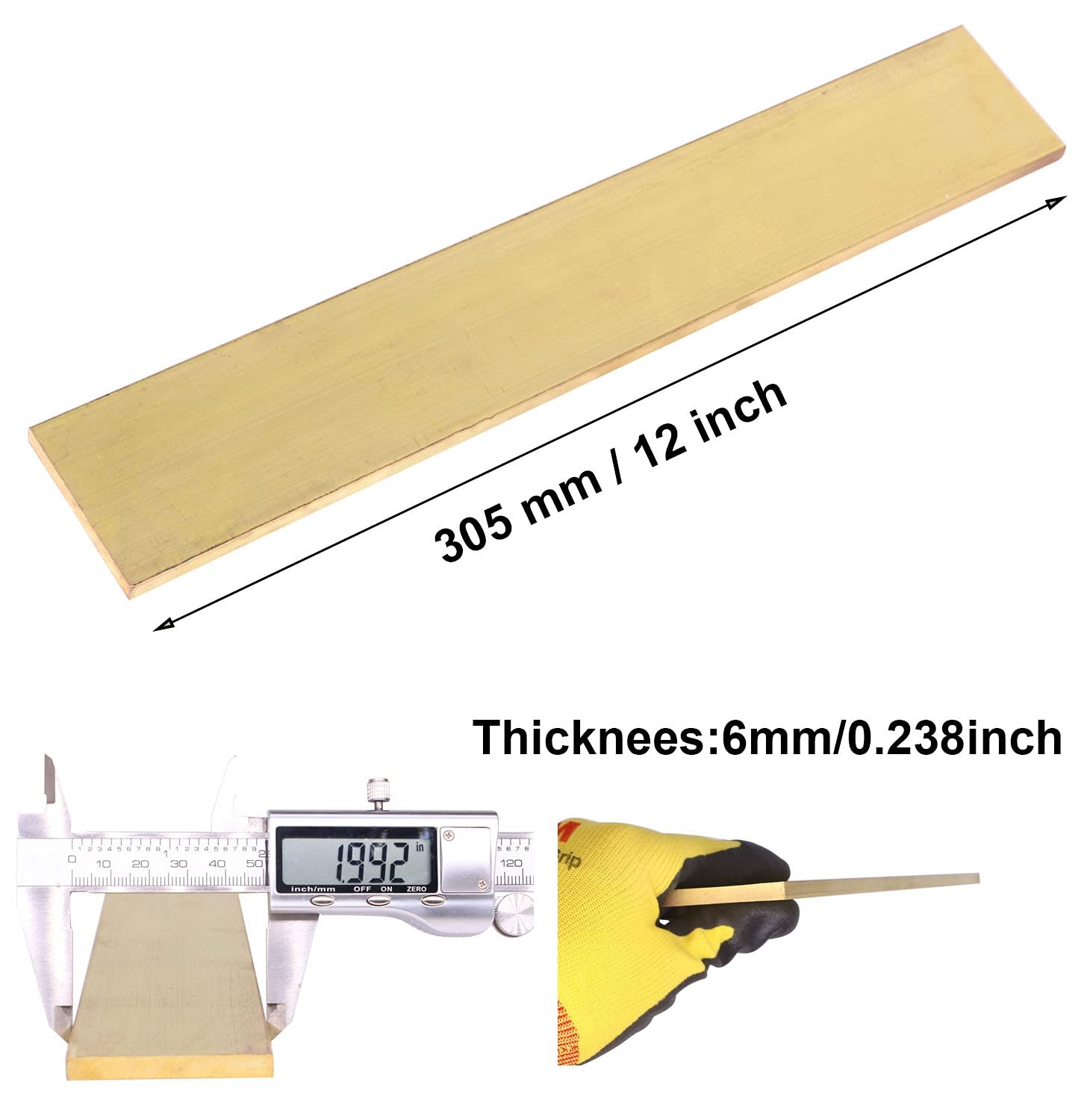 1/4x2x12 Inch C360 Brass Flat Bar Solid .250″ Plate Mill Stock Rods