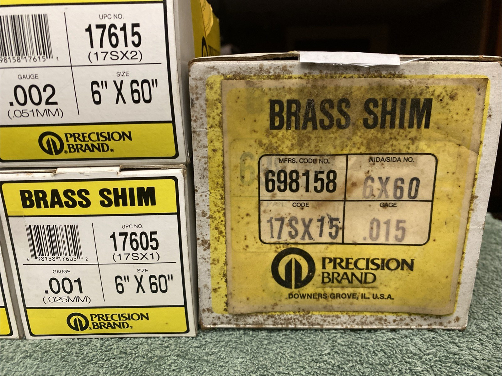 Lot Of 5 Precision Brand, Brass Shim Roll, #17610, 17620, 17615, 17605, 698158