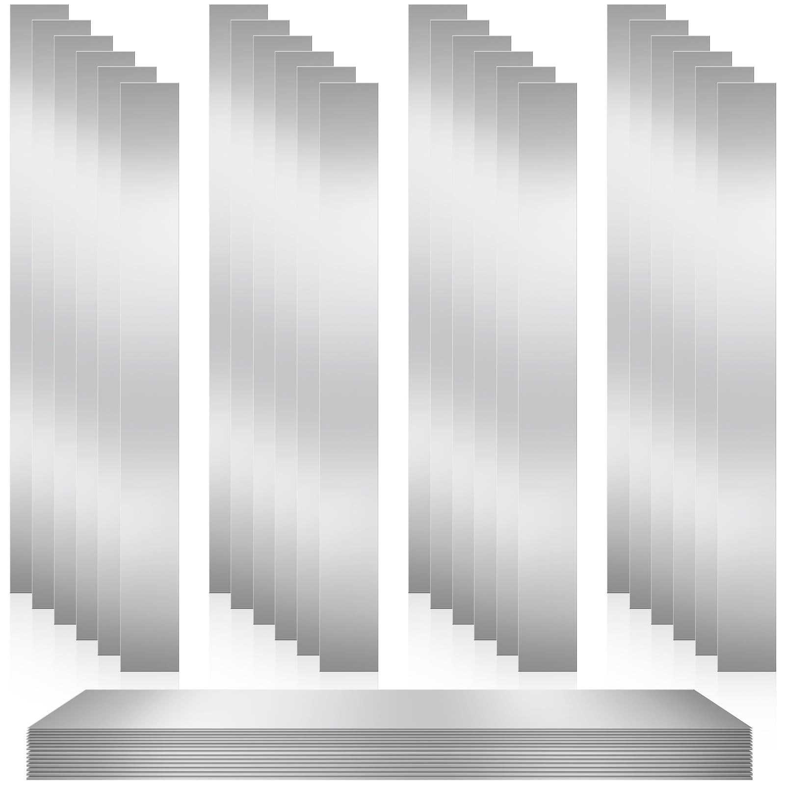 Blulu 24 Pcs 304 Stainless Steel Strips Metal Shim Stock Assortment 1″ Width x 1