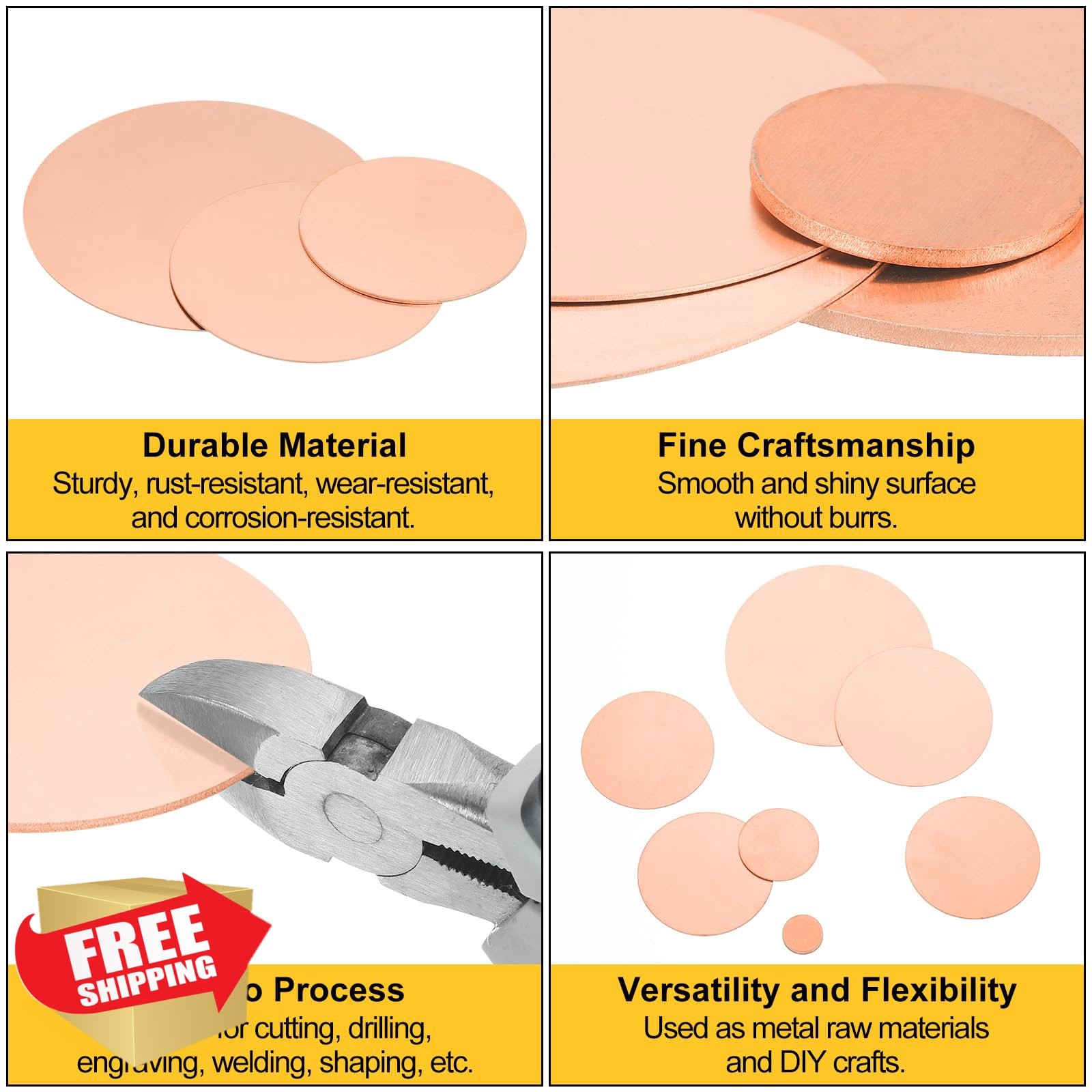 uxcell 4mm Thick 50.8mm Dia Copper Round Plate