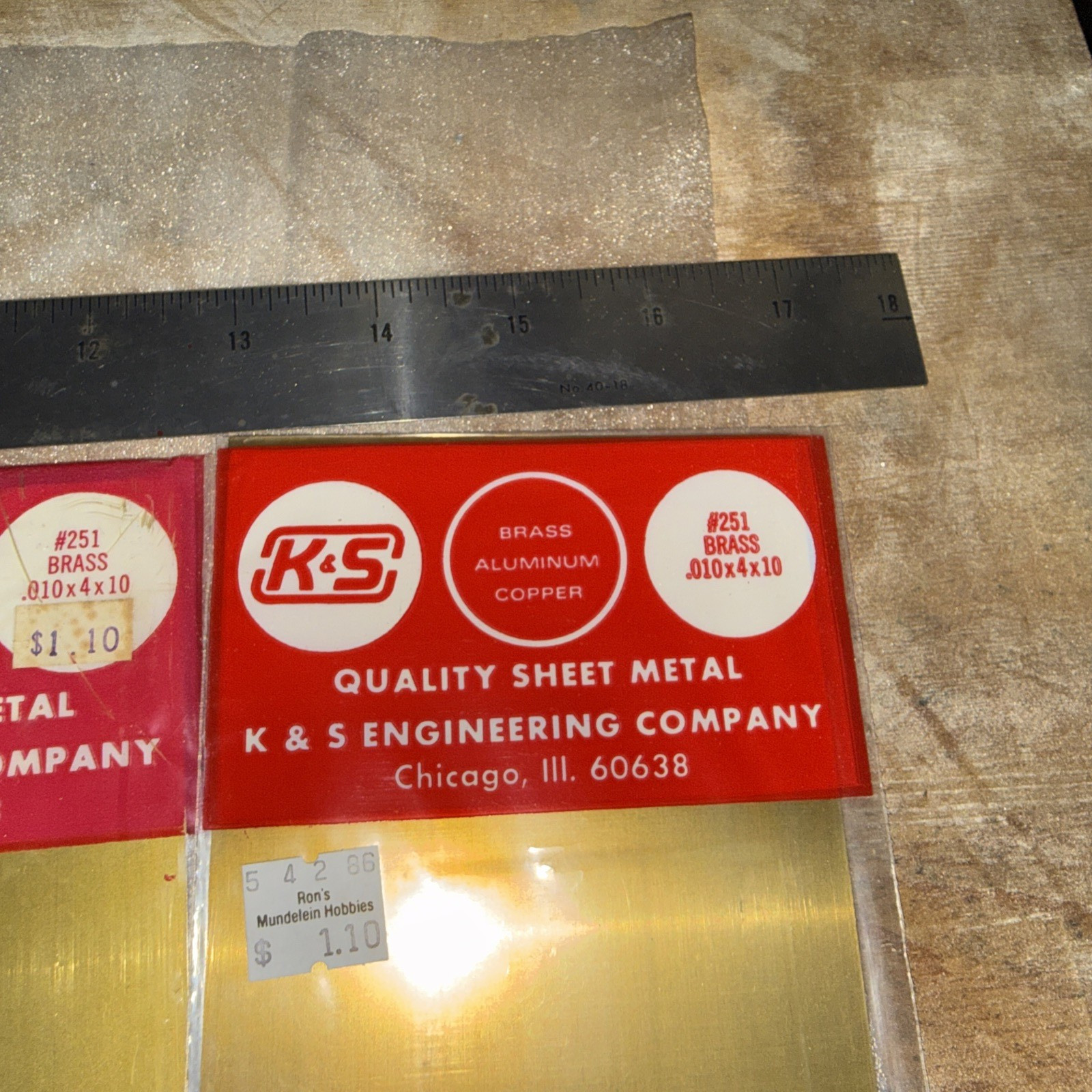 (4) Packs K&S Engineering Brass Sheet Metal Various Thicknesses/sizes Unopened