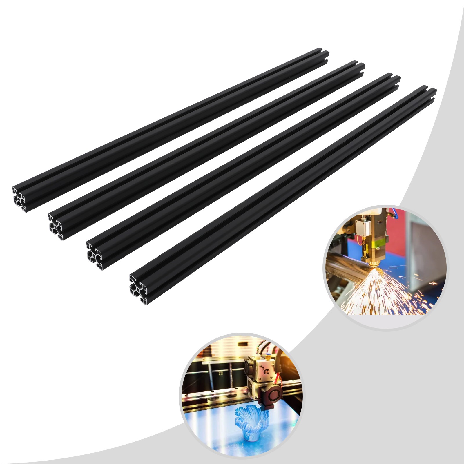 4pcs Aluminum Extrusion European Standard 4040 T Slot 1.5mm Tube Wall Thickness