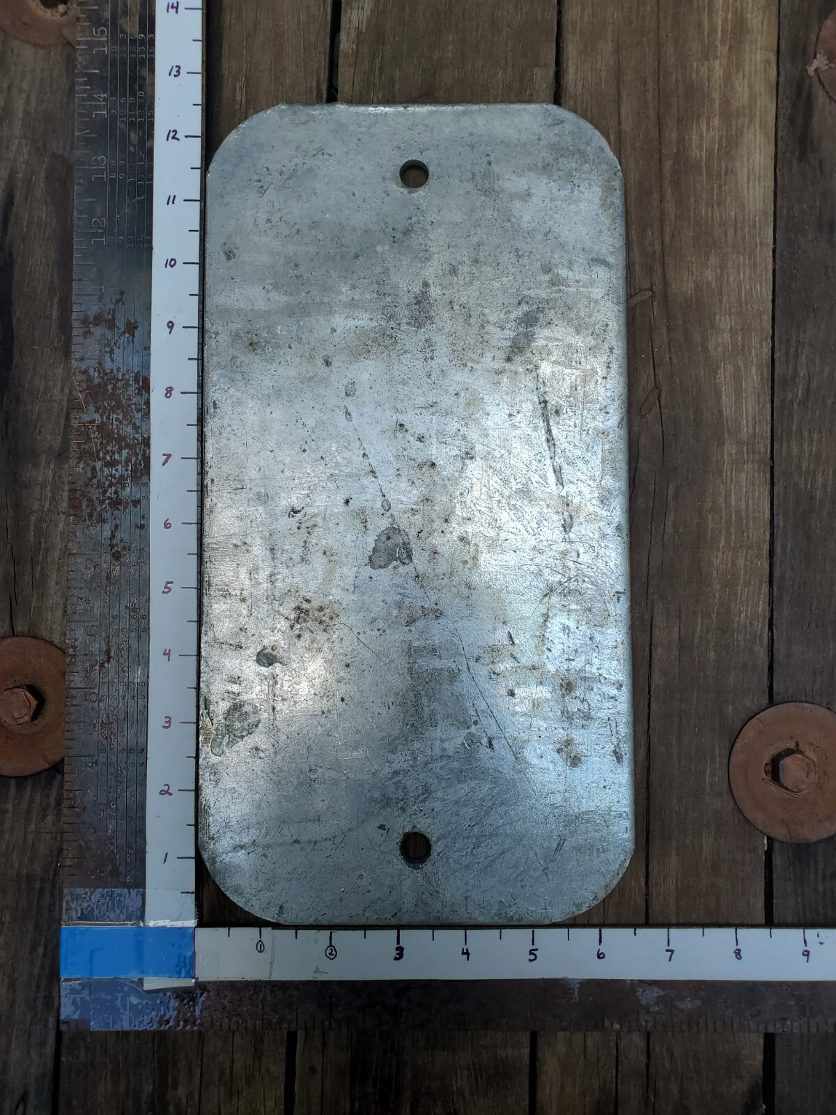 Galv Steel Plate Sheet 12-1/2″ x 6-1/2 x 3/16″ 2 Hole Metal Cover Brown Paint