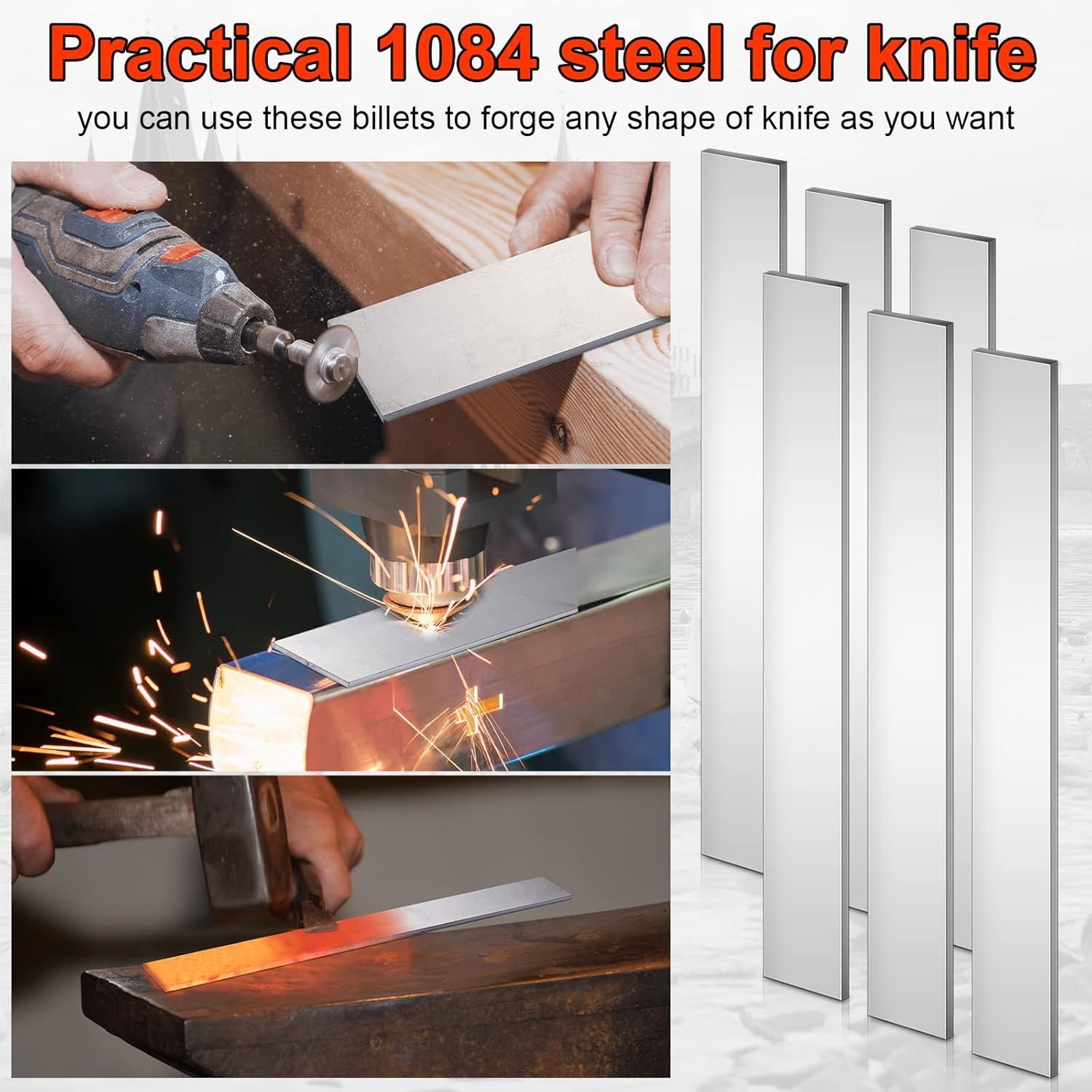 6 Pack 1084 Steel for Knife Making Steel 1/8″ x 1-1/2″ x 12″ 1084 Steel Flat …