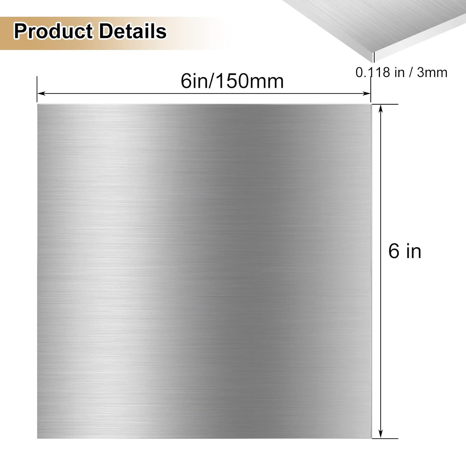 4 Pack 6061 T6 Aluminum Sheet Metal 6 X 6 X 1/8 Inch Flat Plain Aluminum Plate C