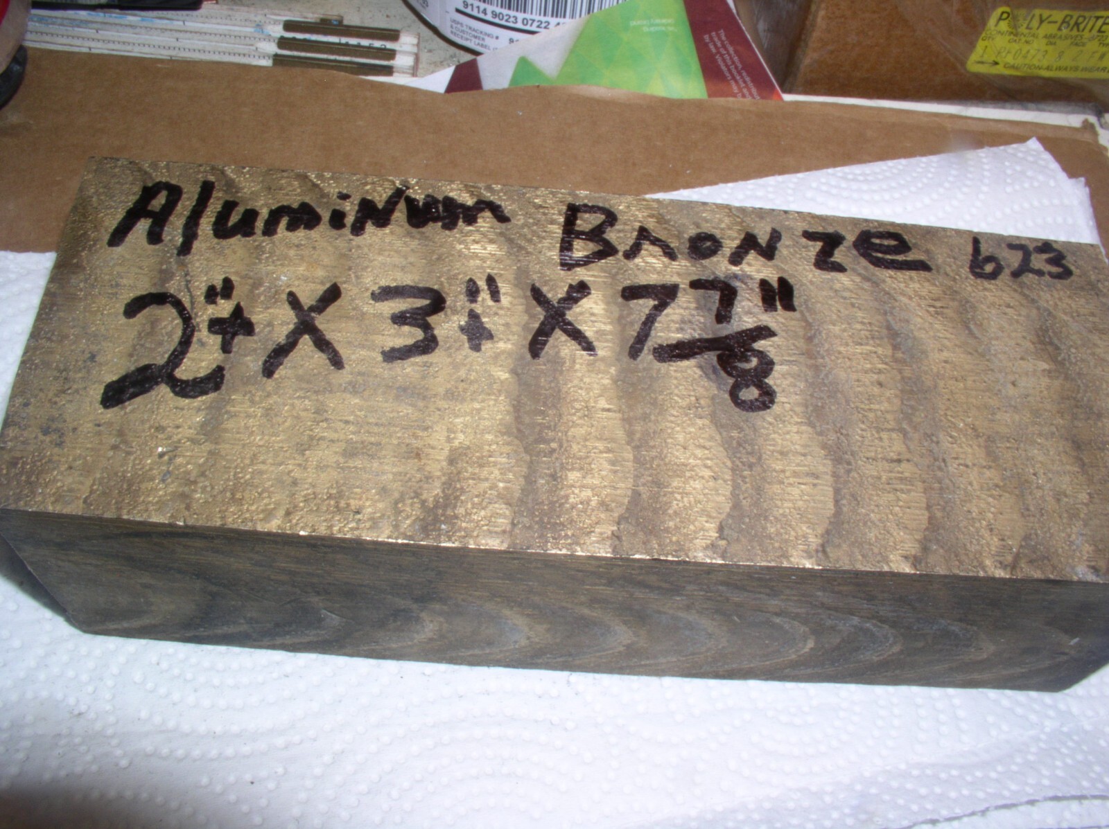 2 “+ X 3″+ X 7 7/8 ” FLAT STOCK ALUMINUM BRONZE C-623
