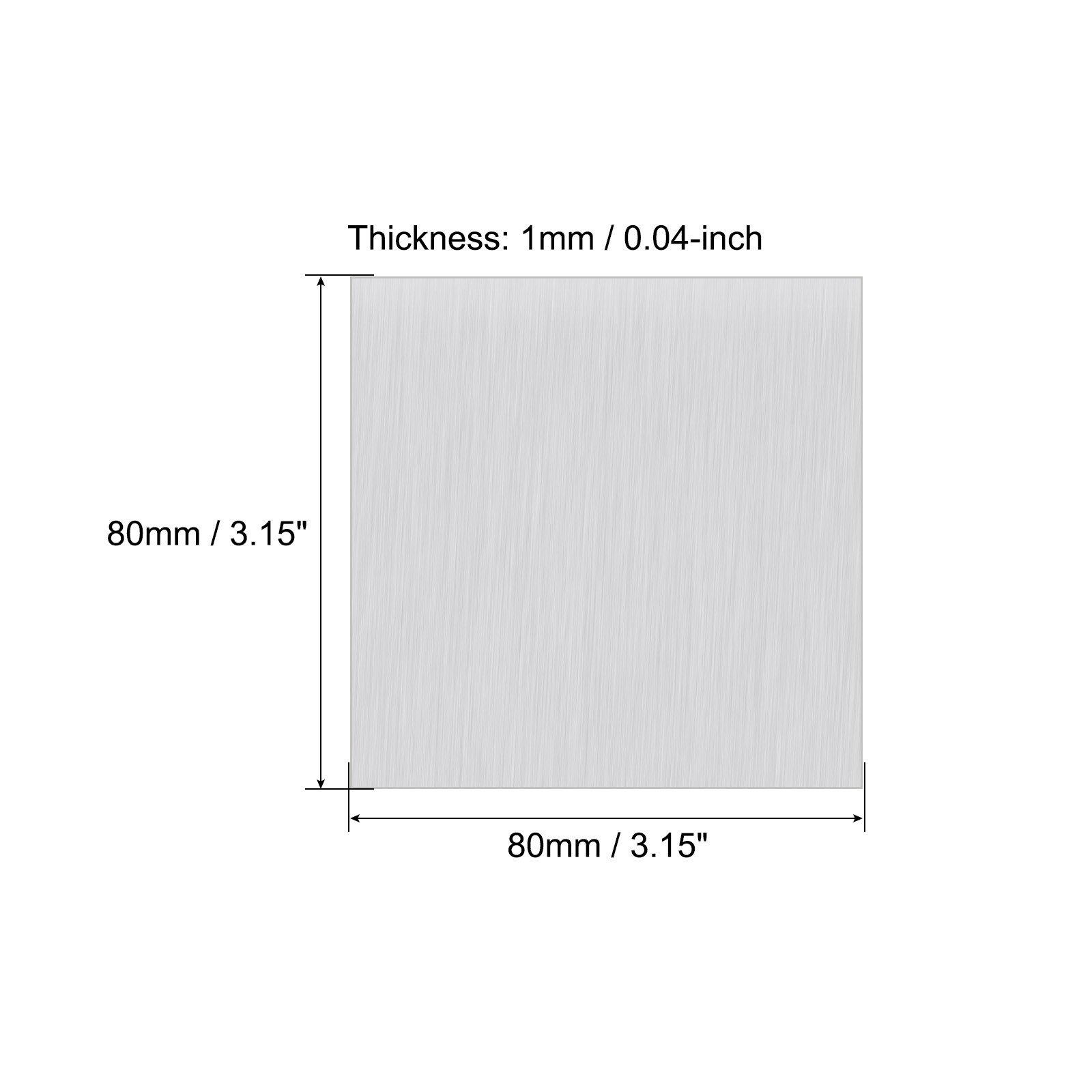 80mm x 80mm x 1mm Rectangle 1060 Aluminum Sheet Flat Metal Plate Stock