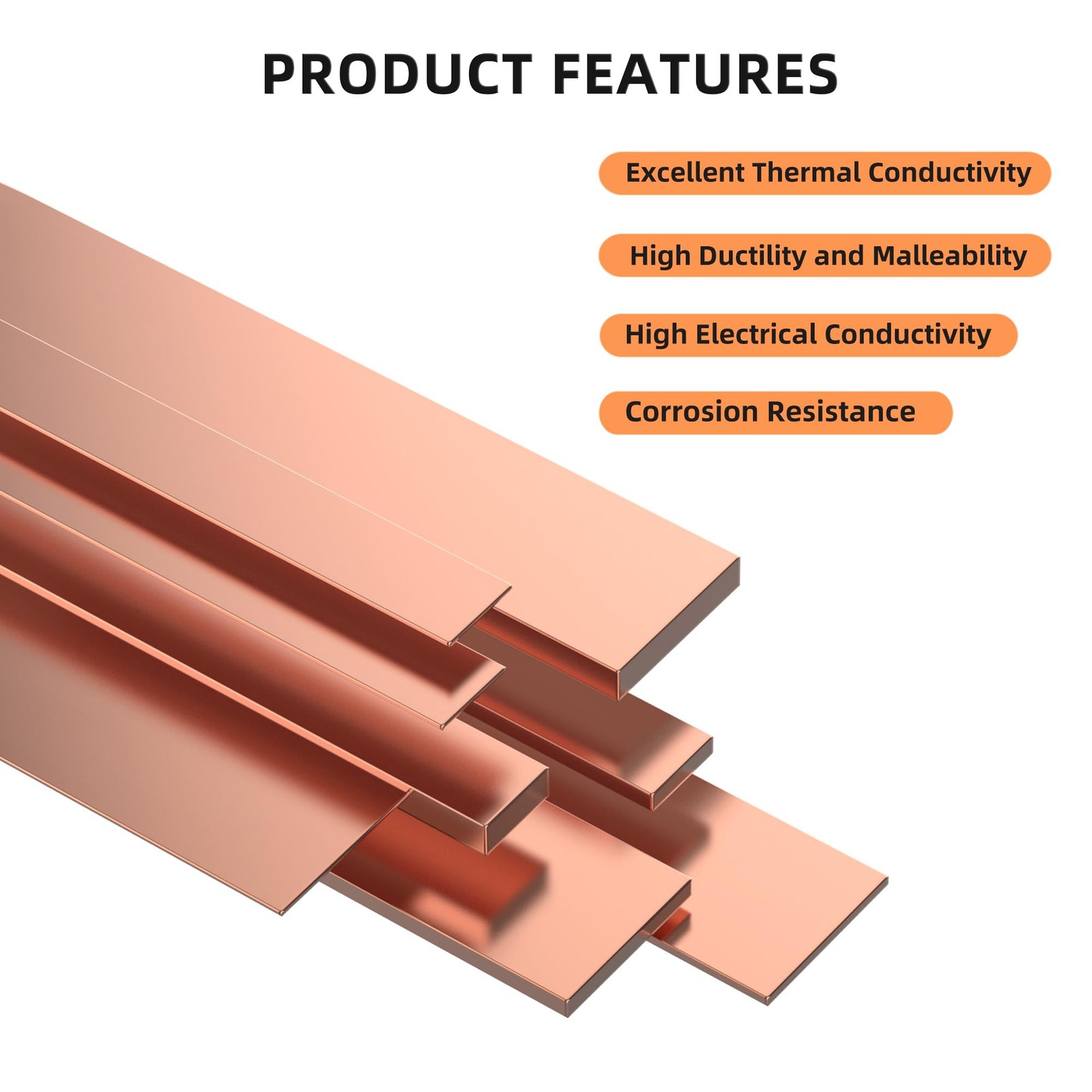 1 PCS Copper Flat Bar Stock, 1/8 T, 1 W, 10 L, 99.9 Solid C110 Metal Sheet