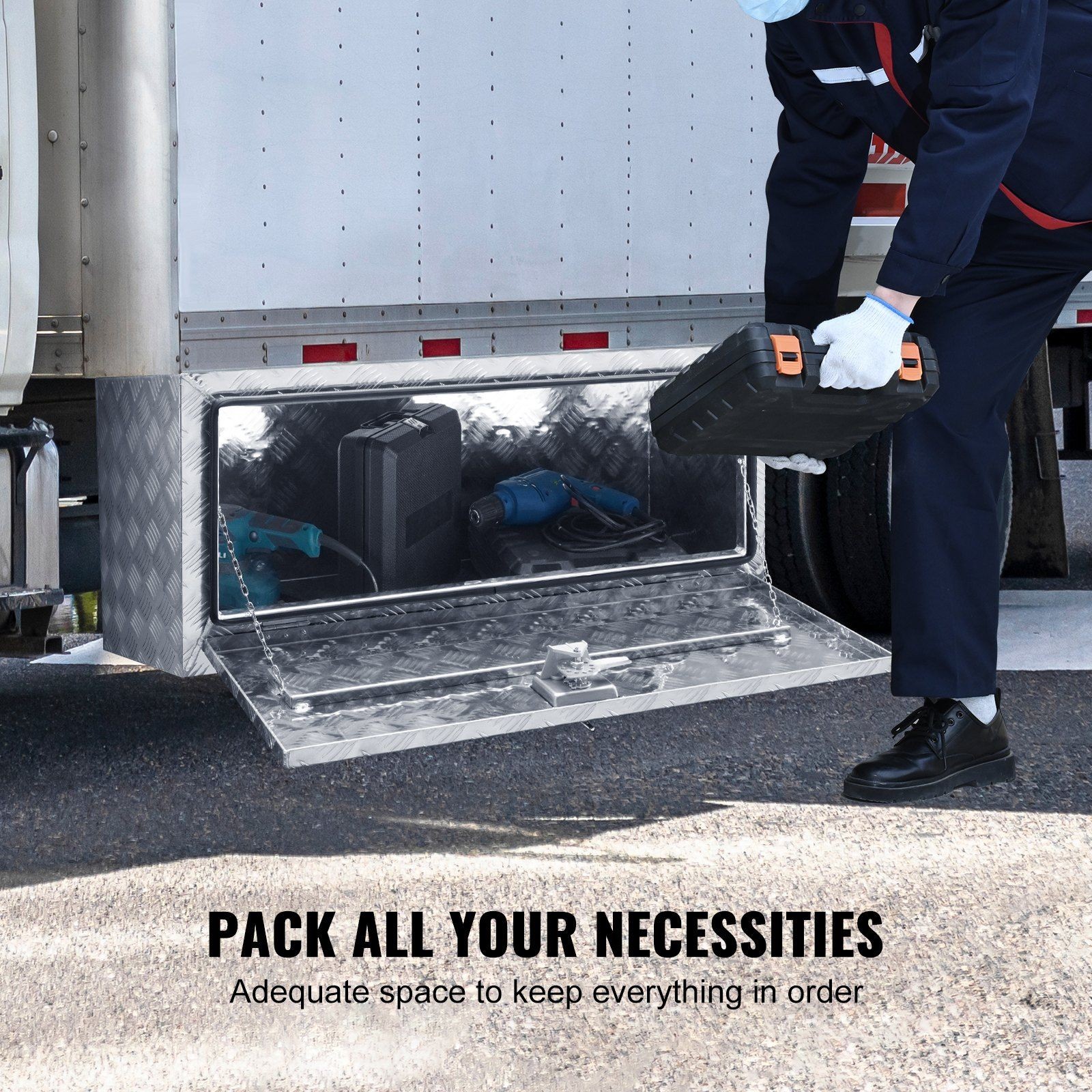 36x17x18in 36″ Aluminum Diamond Plate Waterproof Truck Box & T-Handle Latch