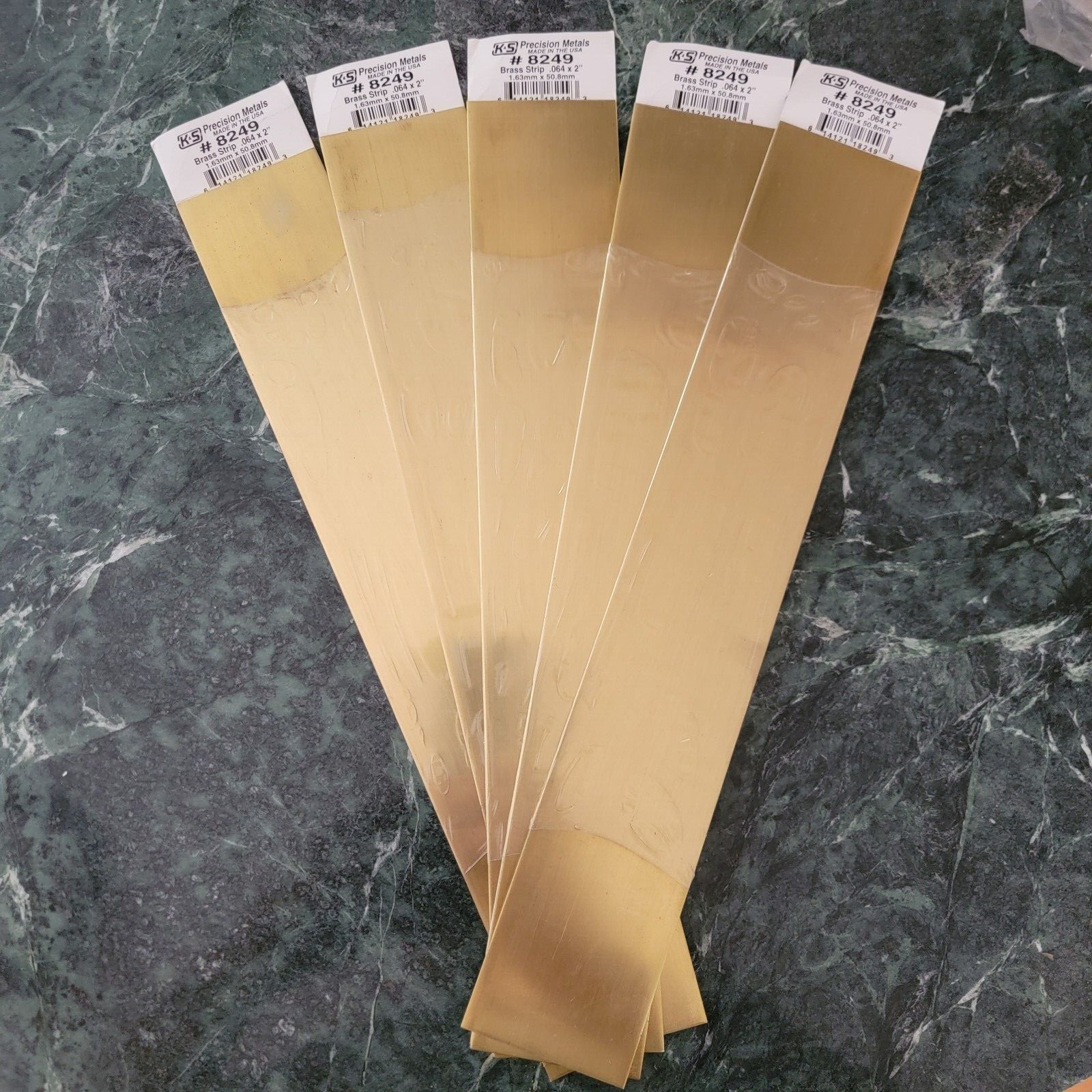 (5) K & S Precision Metals 8249 Brass Strip 1″ Wide x .016″ Thick