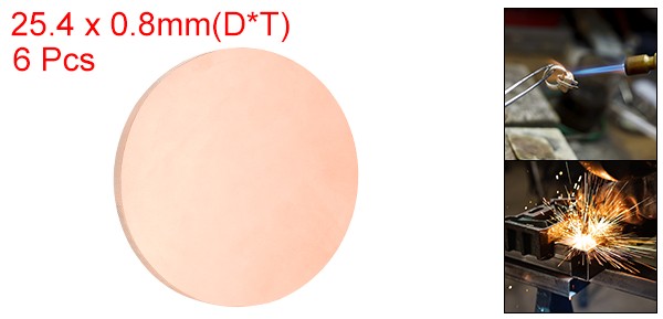 6 Pcs 0.03″ Thick 1″ Dia Copper Round Plate C1100 Pure Copper Sheet