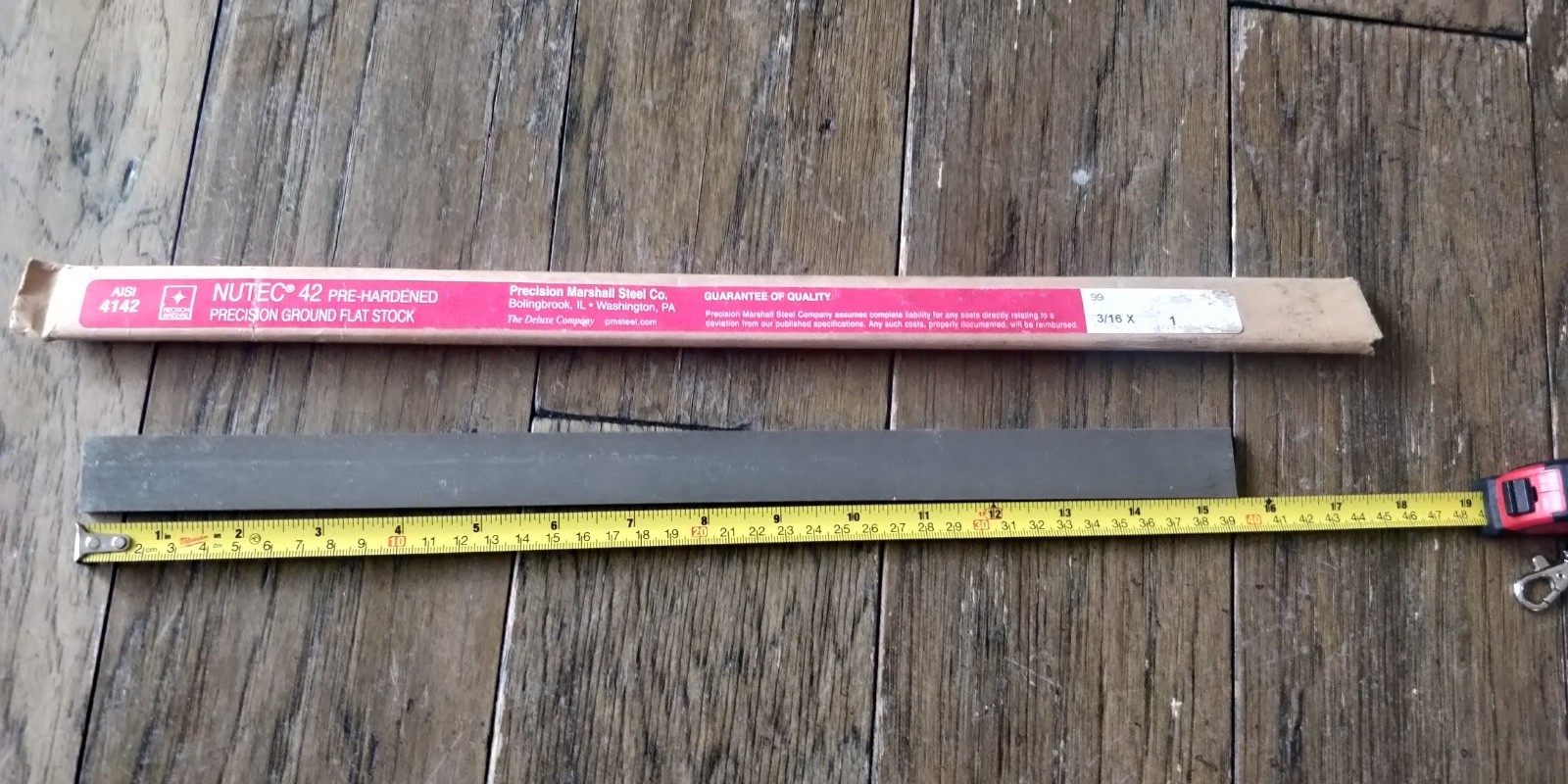 Precision Ground Flat Stock 15″ x 3/16″ x 1″ Precision Marshall NUTEC 42