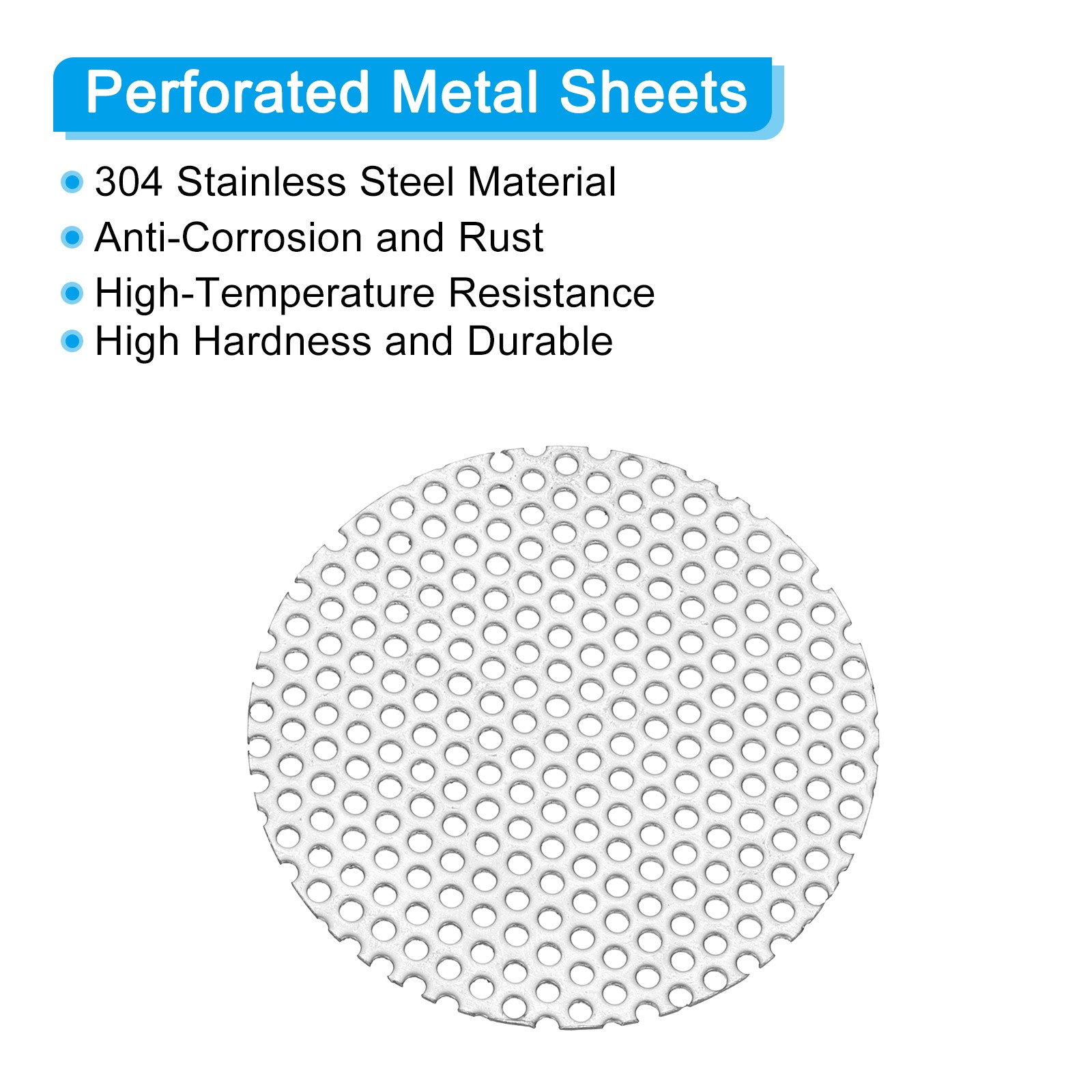 2″ 304 Stainless Steel Perforated Sheet, 4Pcs 0.06″ Hole Metal Mesh Plate