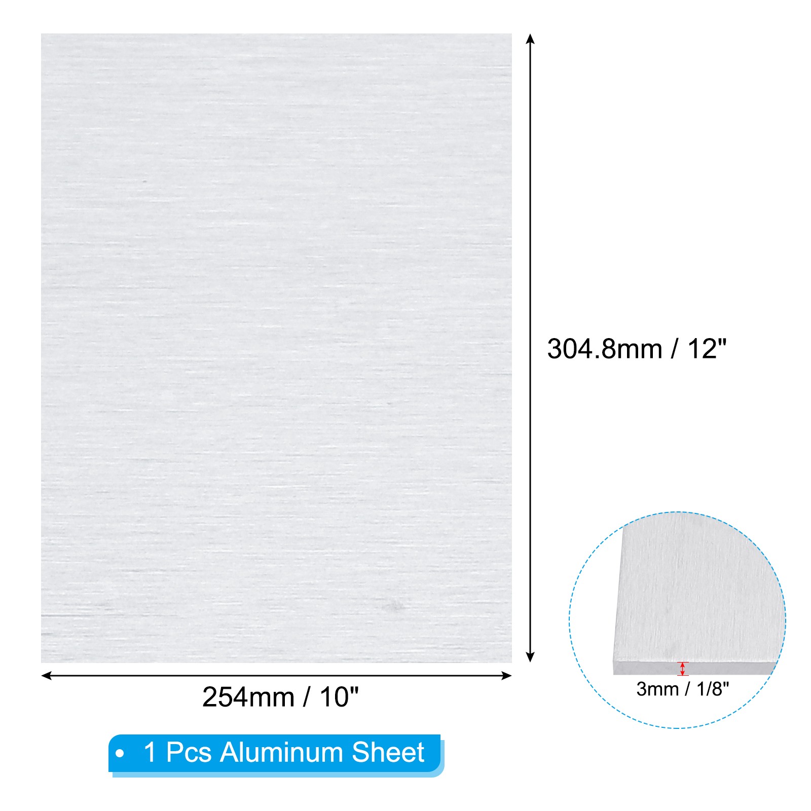 6061 T651 Aluminum Sheet Metal 12 x 10 x 1/8(0.125″) Inch 1Pcs Flat 3MM
