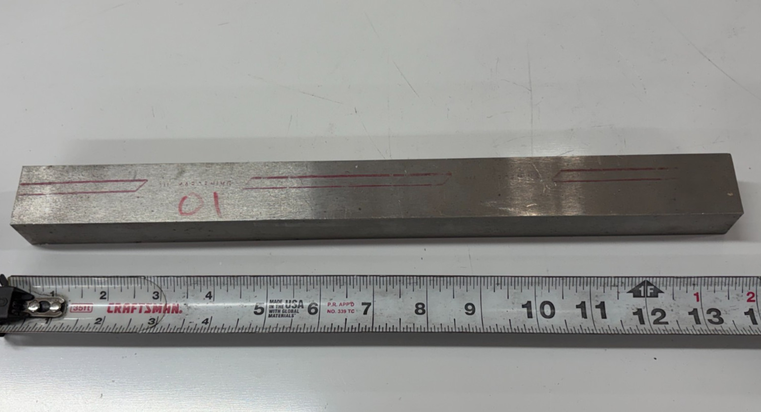 1″ x 1.25″ x 13.5″ Oil Hardening Tool Steel Bar Stock, AISI Type O1