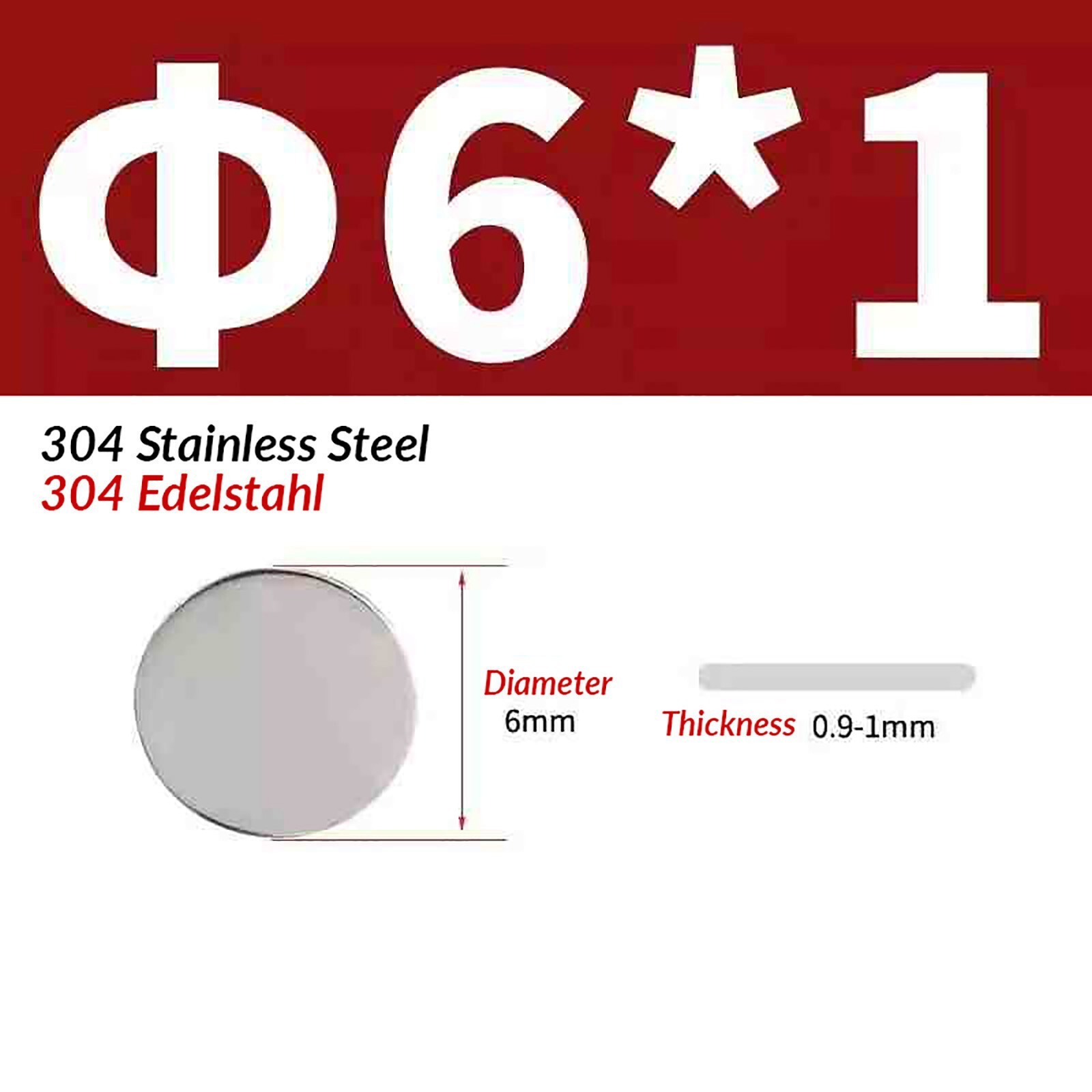 6mm-80mm Round Stainless Steel Disc Plate Round Sheet V2A Ground Thickness 1mm-5mm