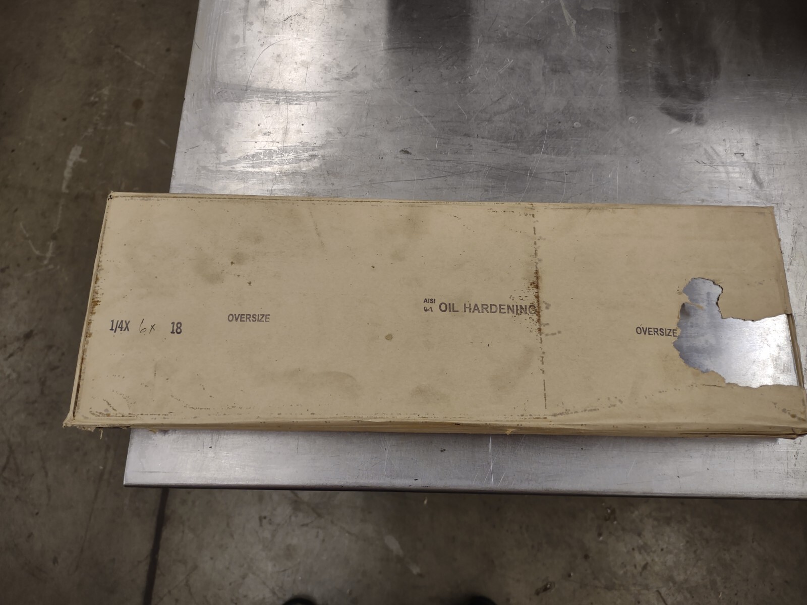 1/4″ X  6″ x 18″  Tool Steel Flat Stock, AISI Type O1 OVERSIZE