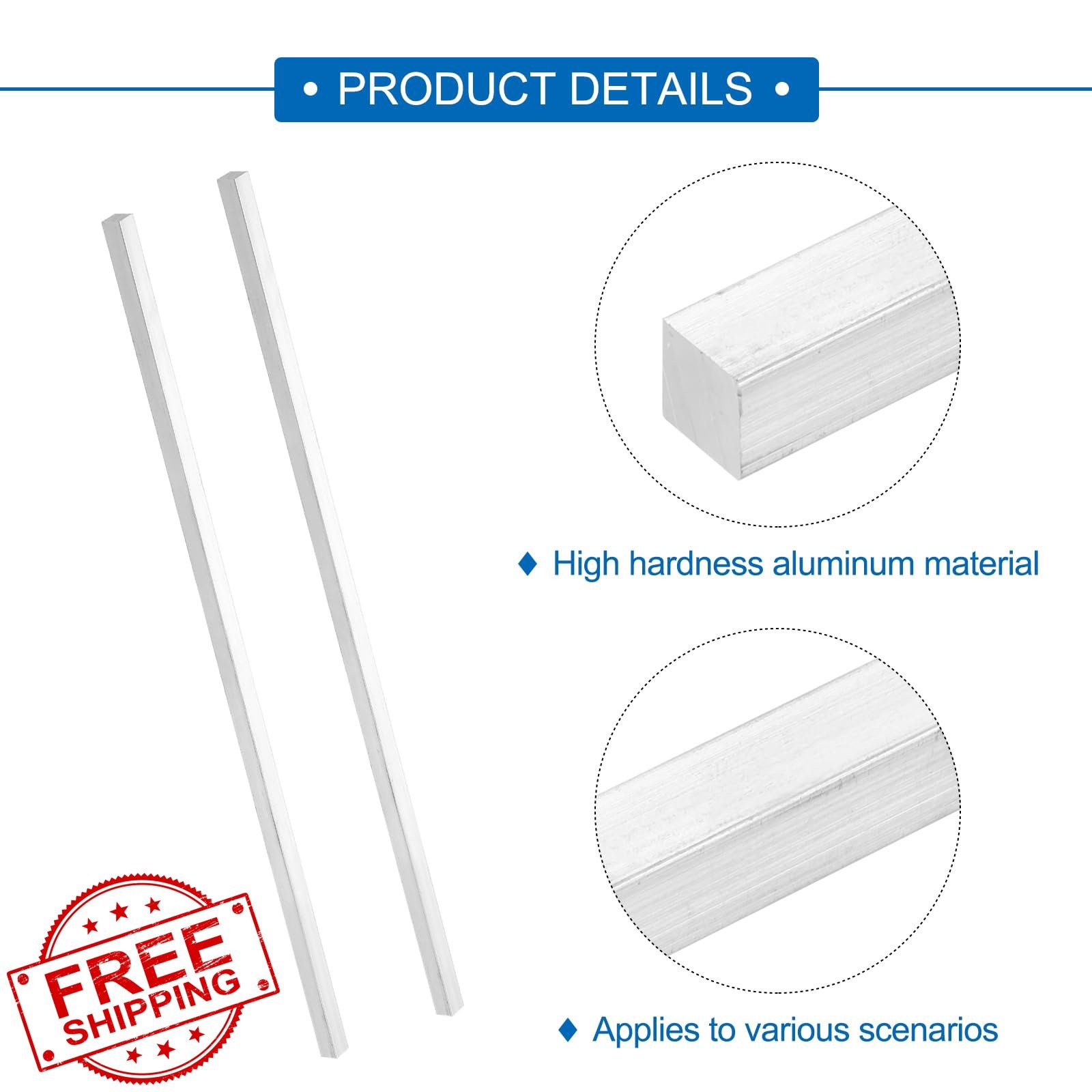 MECCANIXITY 6 Pcs Square Aluminum Flat Bar 15/64″x15/64″x13″