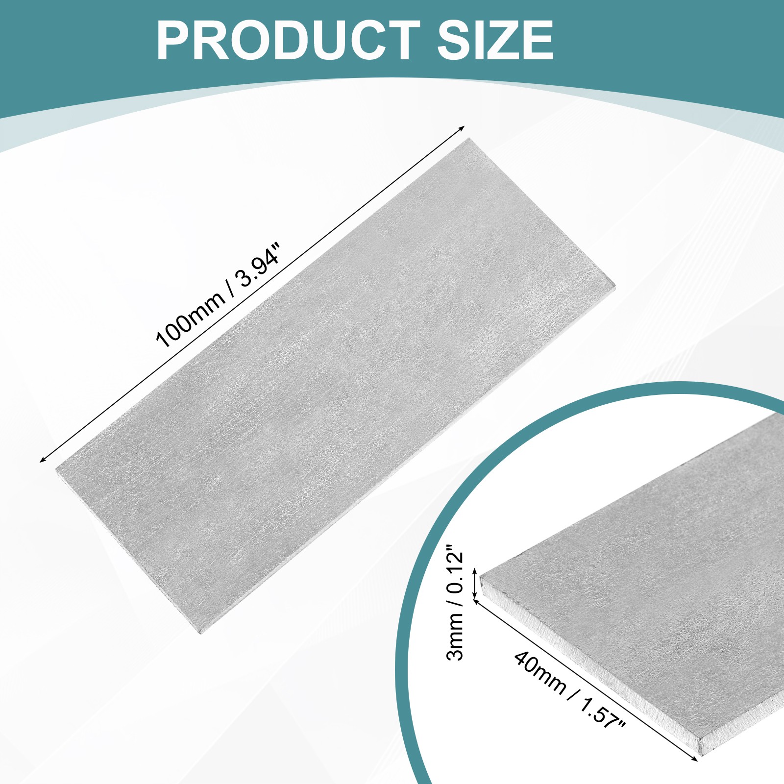 Stainless Steel Flat Bar, 1/8″ Thickness 1-9/16″ Width 4″ Length Metal Bar