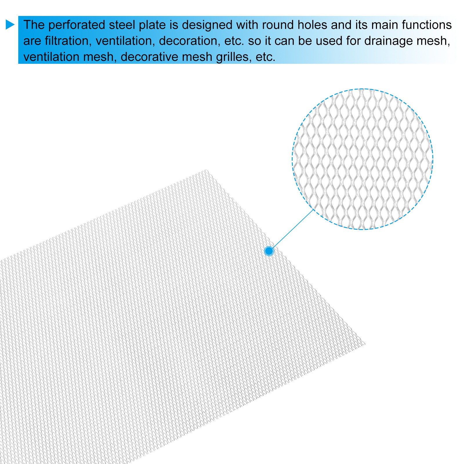 40″L x 15.7″W Universal Car Grill Mesh 1x2mm Diamond Hole Silver Tone