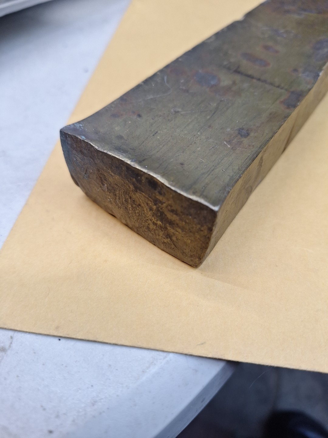 Yellow Brass? Stock Rectangle Flat Bar 1″x 2″x 13″L SEE PHOTOS OF CONDITION