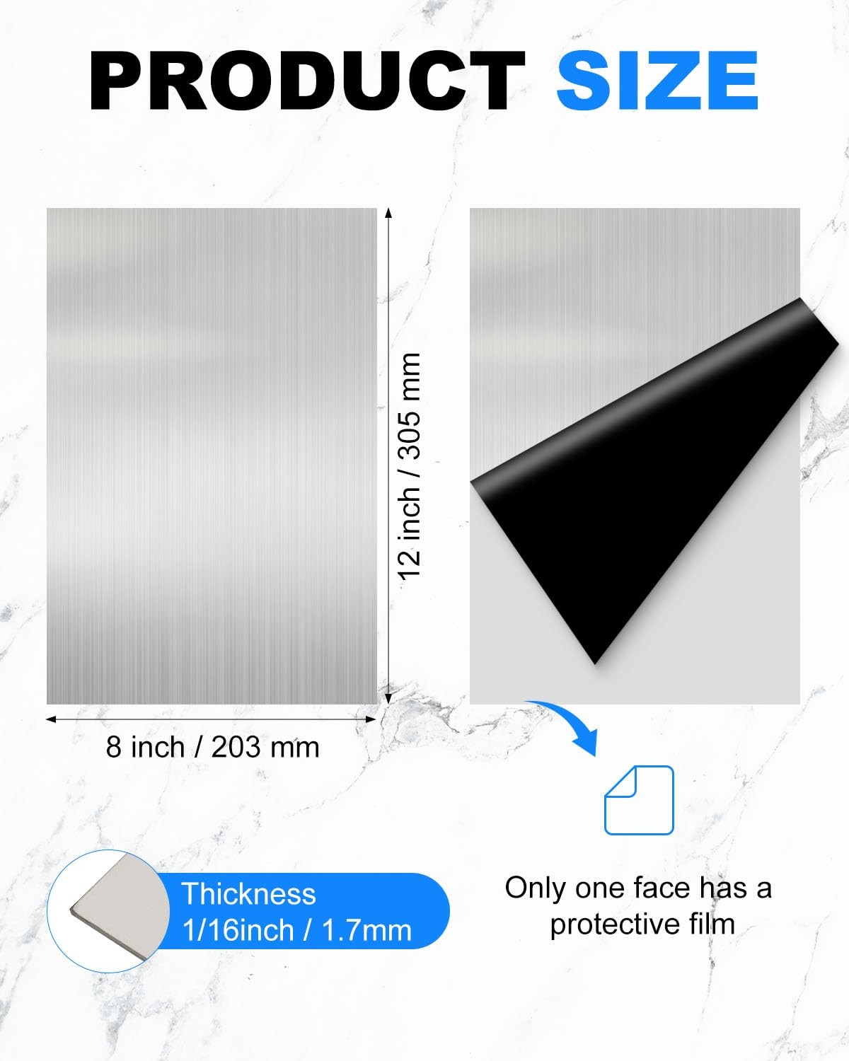 430 Stainless Steel Metal Plates, 8″ x 12″ x 1/16″ Sheets for Grey