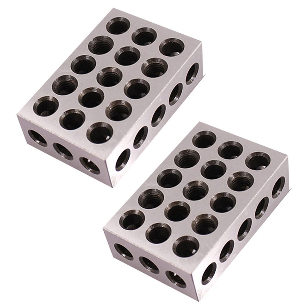 Ground Steel 1x2x3 Inch Setup Blocks Pair 1 x2 x3 with 23 Holes for Use