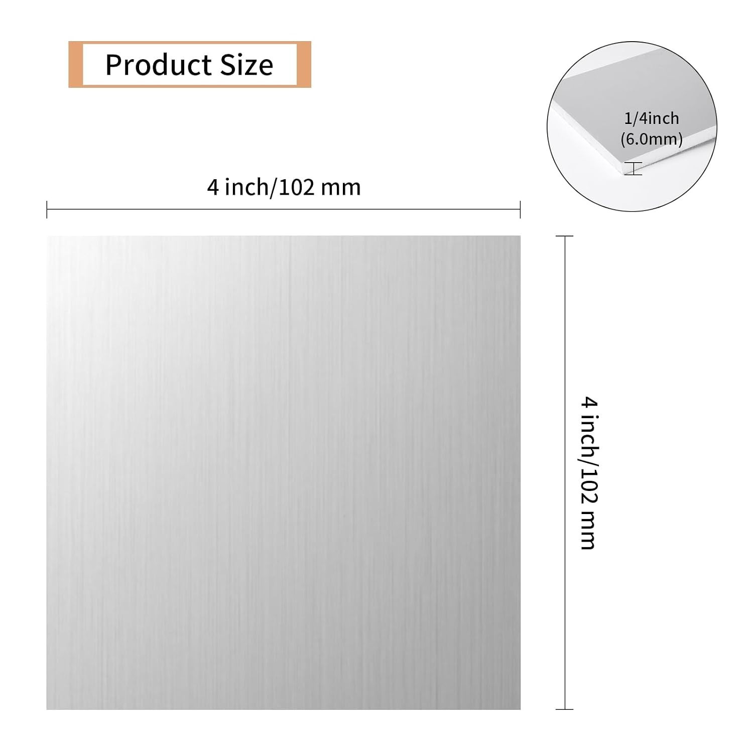 5PCS 6061 Aluminum Sheet Metal 1/4″ x 4″ x 4″, Aluminum Plates Covered with P…