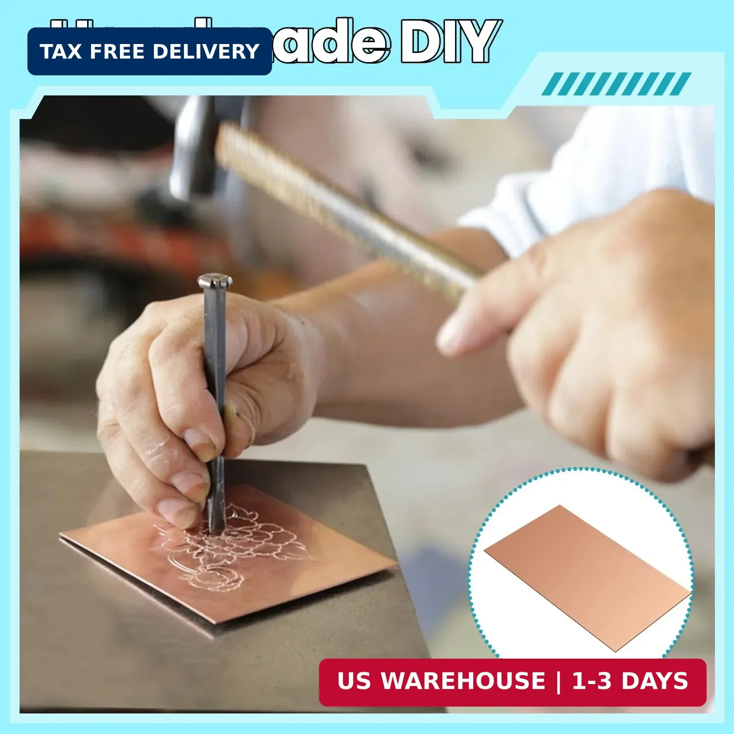 Copper Sheet, 2 Pieces of Copper Plates 4″×2″-18 Gauge(1mm) Thickness, 99% Pure
