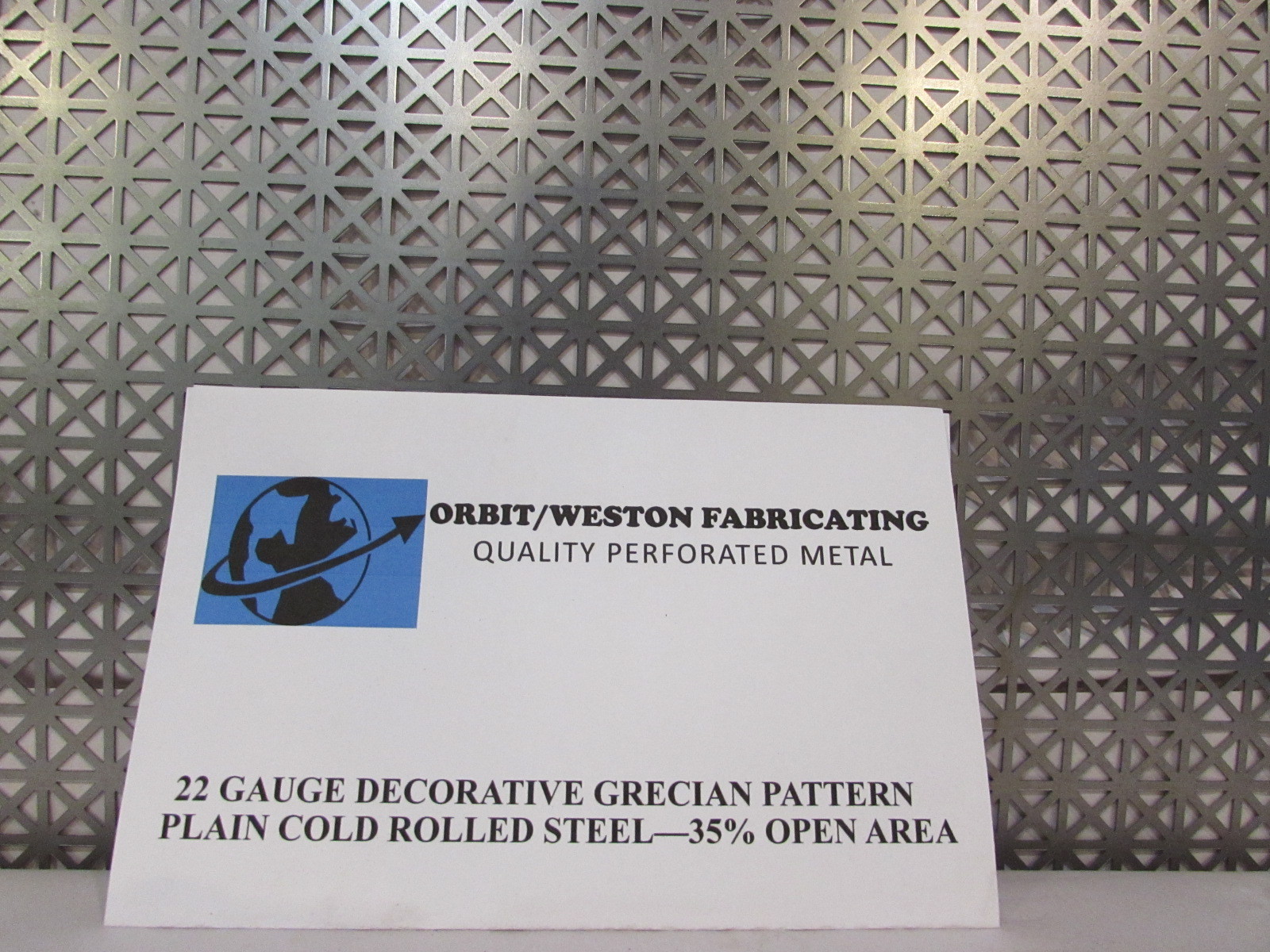 ===QUALITY PERFORATED DECORATIVE METAL—GRECIAN PATTERN 9-7/8″ x 24″===