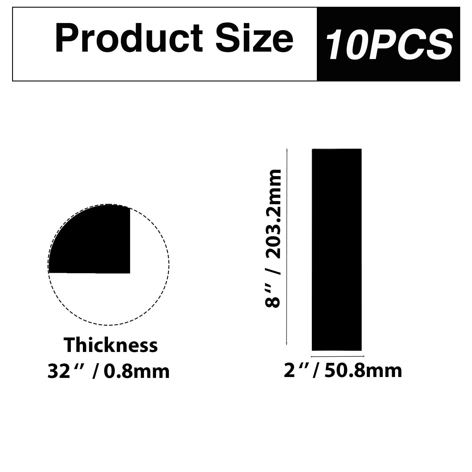 10Pcs Black Anodized Aluminum Sheet 8″ x 2″ x 1/32″ (0.8mm) Corrosion-Resista…