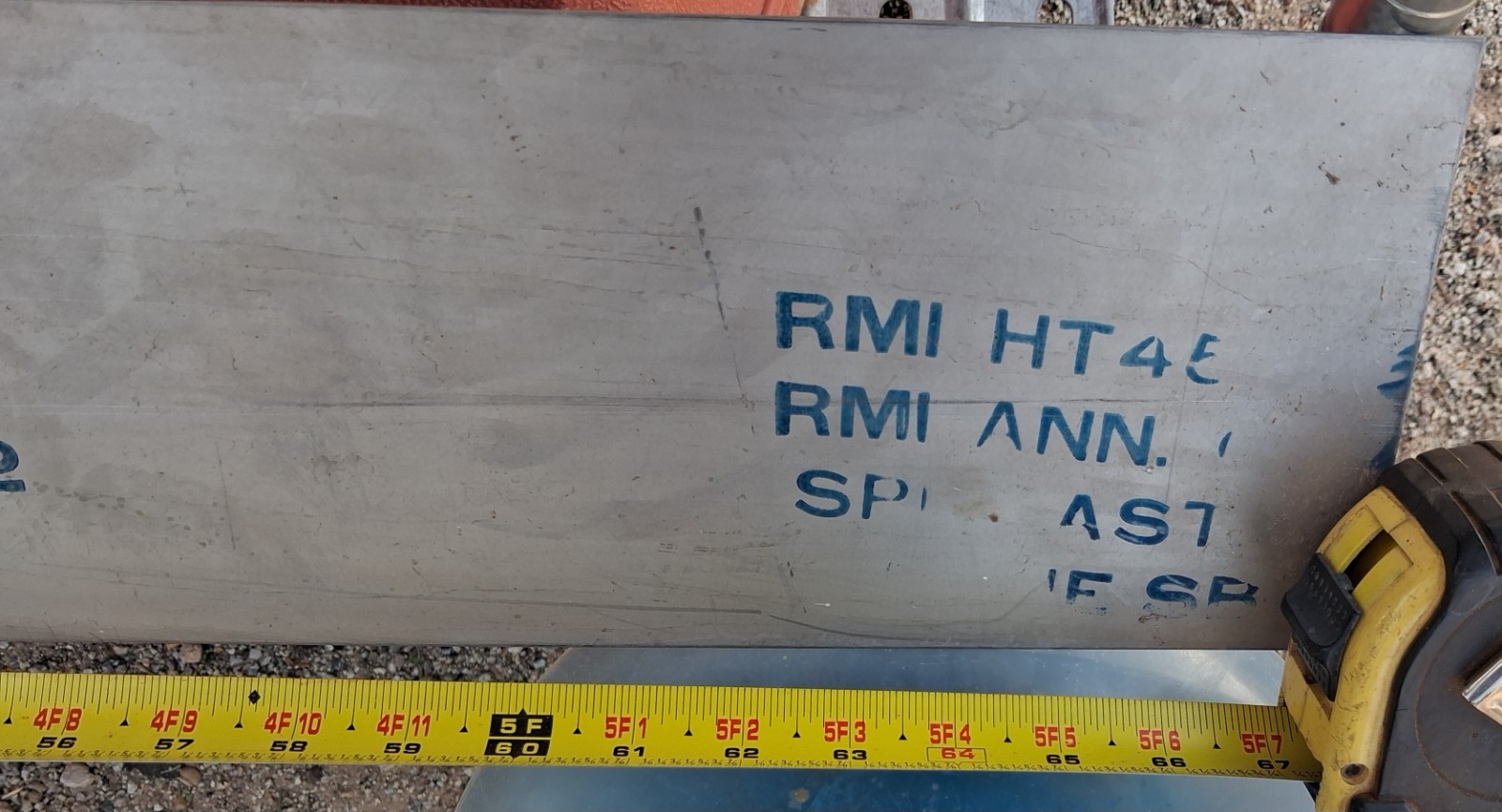 titanium sheet metal, 5.75″ x 67″ x .050, ASTM B 265-90 GR2