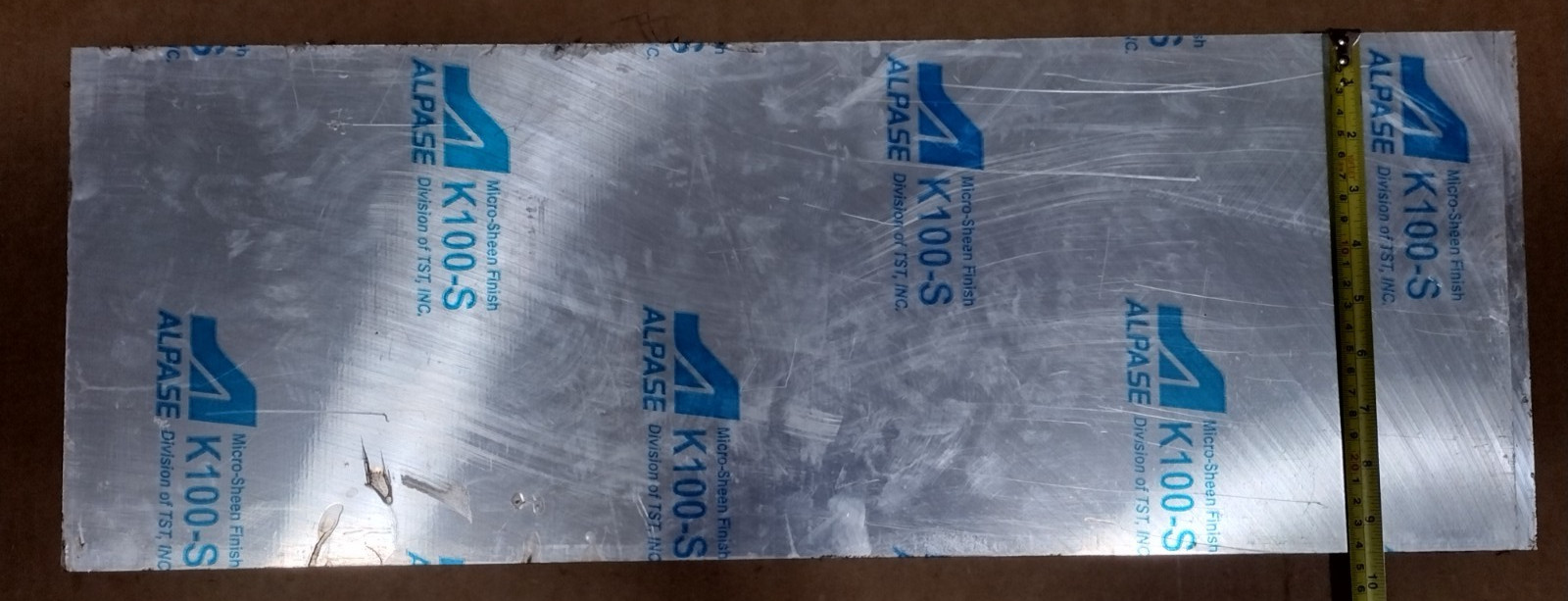 Alpase K100-S, 5/8″ x 9.5″ x 26.5″ ALUMINUM 6061 T6 Plate Micro-Sheen Finish New