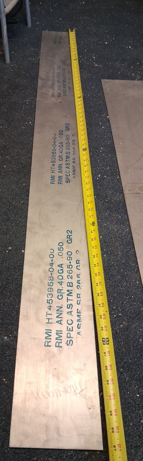 titanium sheet metal, 5.75″ x 67″ x .050, ASTM B 265-90 GR2