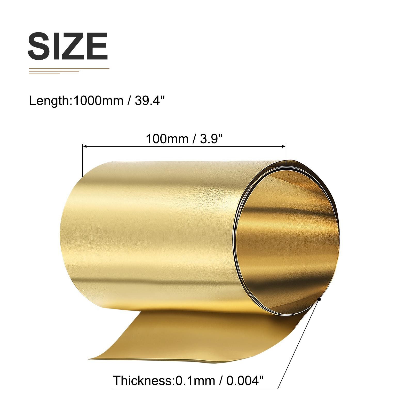 1000mm x 100mm x 0.1mm Brass Sheets Good for Making Machinery