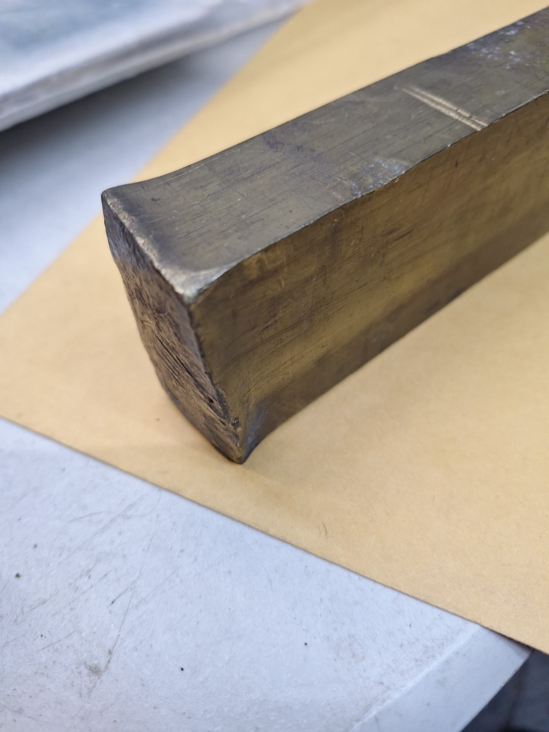 Yellow Brass? Stock Rectangle Flat Bar 1″x 2″x 13″L SEE PHOTOS OF CONDITION