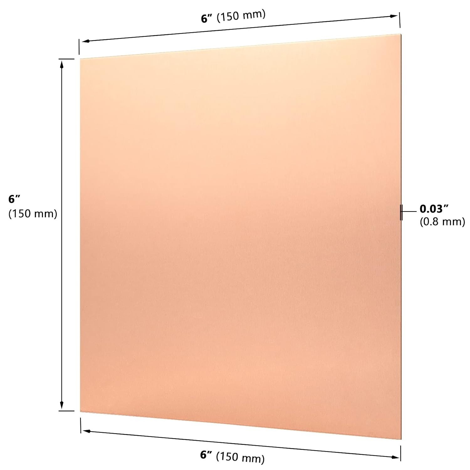 6″ x 6″ Copper Sheets – 6 Pack 20 Gauge for Art, Repair, and Electronics