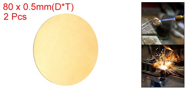 2 Pcs 0.02″/0.5mm Thick 3.15″/80mm Dia Brass Round Plate H65 Brass Round Sheet