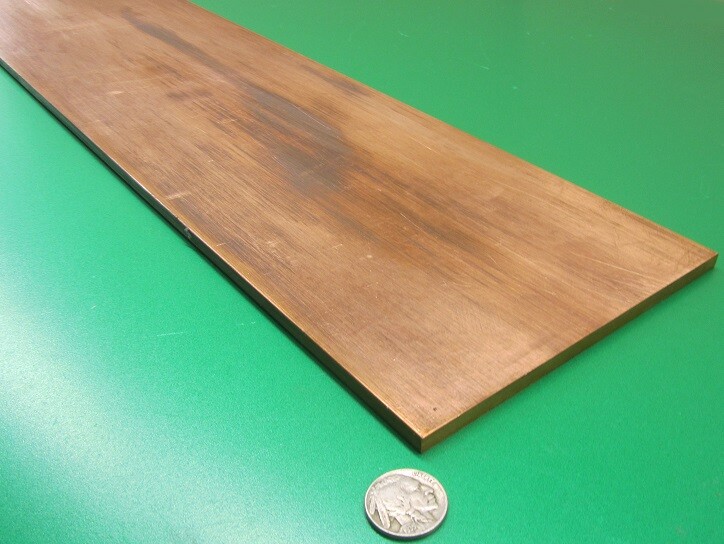 110 Copper Bar 1/8(H00) to 1/4 Hard(H01).250″ Thick x 6.0″ Wide x 24.0″ Length