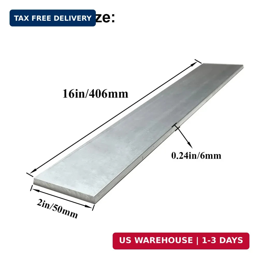 2 Pcs 1/4″ X 2″ Square Aluminum Flat BAR 16″ Long .6061 Aluminium, 6mm X 50mm X