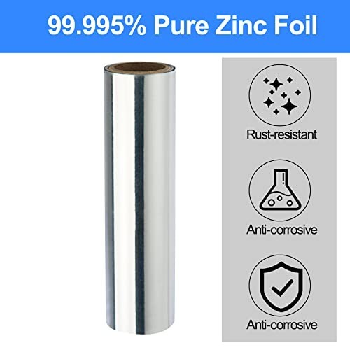 High Purity Zinc Foil, Pure Zn Sheet Plate Metal 0.07x100x1000mm, White