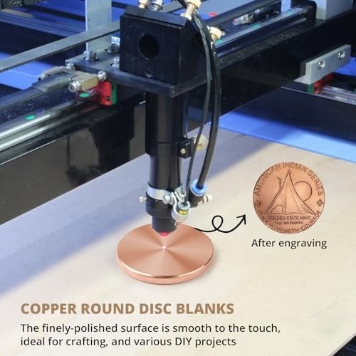 Copper Round Disc Blank 1-1/4-In x 1/8-In T2 99.9% Pure DIY Engraving 10-Pk