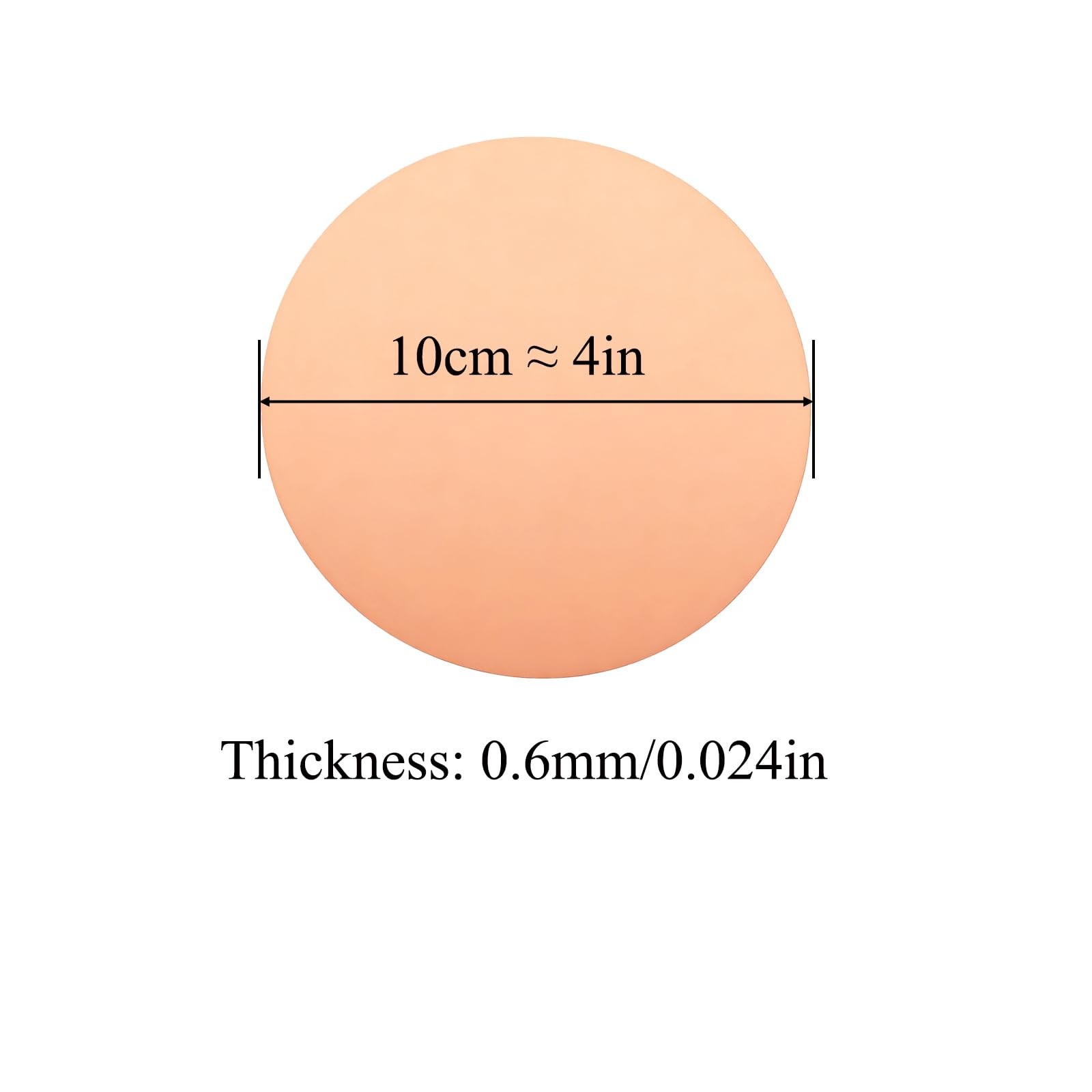 Lsverde 4 Pcs 99.9 Pure Round Copper Sheet Metal Diameter 4 0.6Mm Thickness For